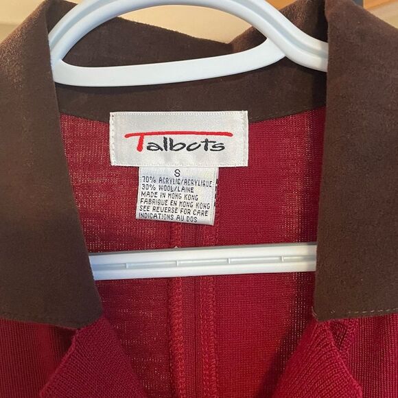 Vtg Talbots Wool Blend Maxi Sweater Dress Button Down Suede Collar Women Size S - Picture 7 of 8